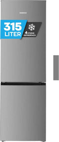 Heinrich’s Energieeffiziente Kühl-Gefrierkombination 315 L, LED, Leise 40 dB, Inox